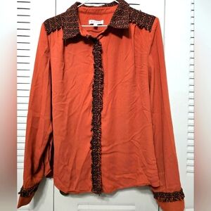 Nanette Lepore Rust Shirt with Black Accents